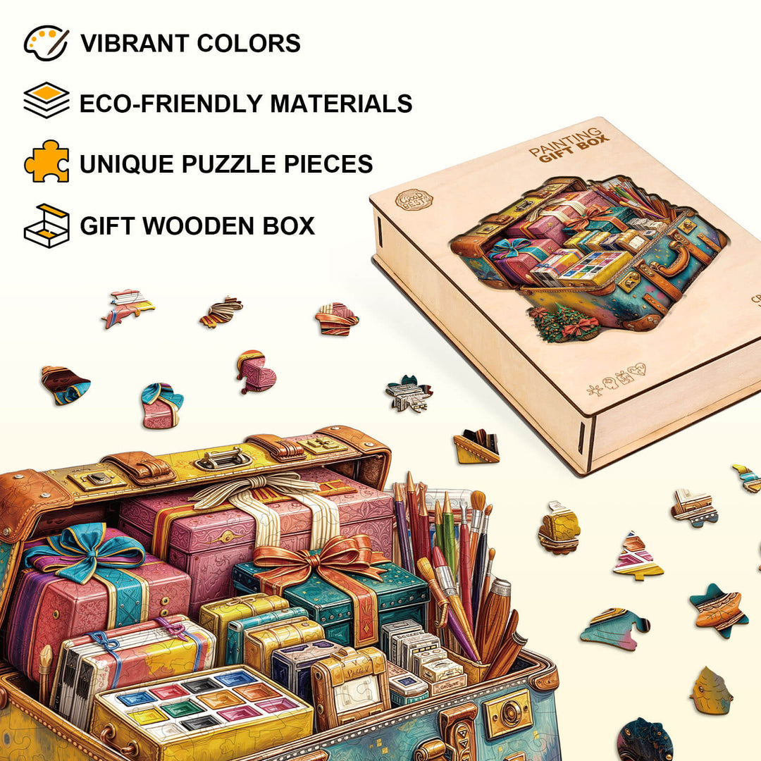 Painting gift box Wooden Jigsaw Puzzle