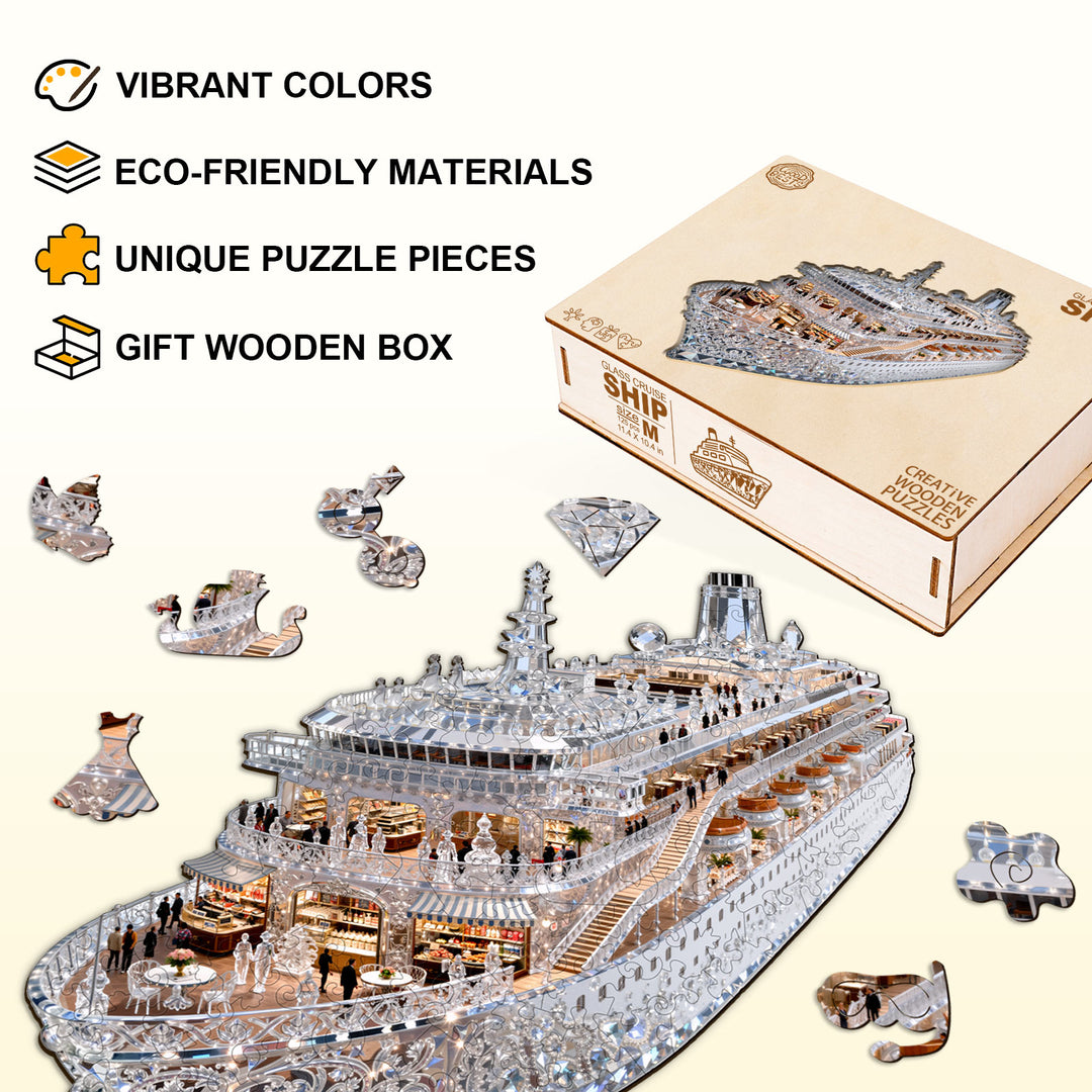 Glass Cruise Ship Wooden Jigsaw Puzzle