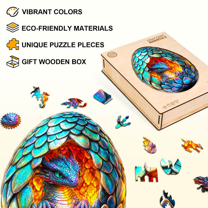 Draconic Rebirth-2  Wooden Jigsaw Puzzle