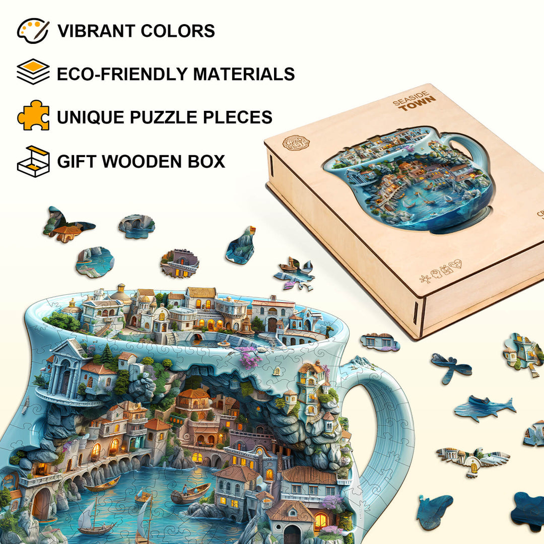 Seaside town Wooden Jigsaw Puzzle