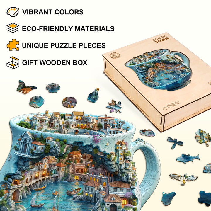 Seaside town Wooden Jigsaw Puzzle