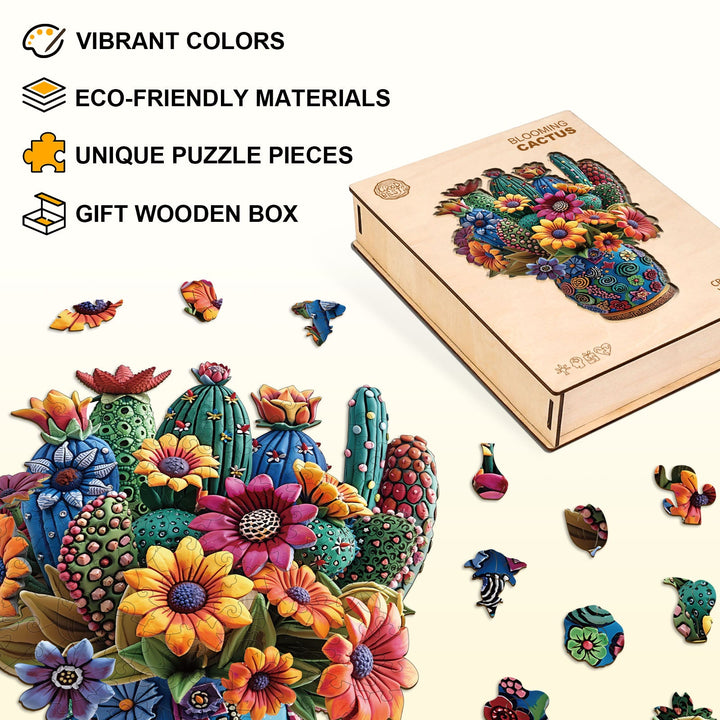 Blooming cactus Wooden Jigsaw Puzzle