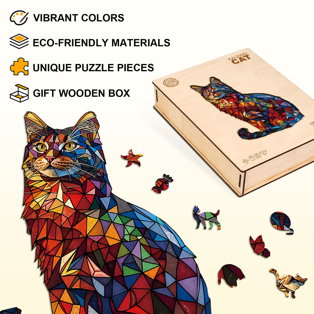 Kaleido Cat Wooden Jigsaw Puzzle