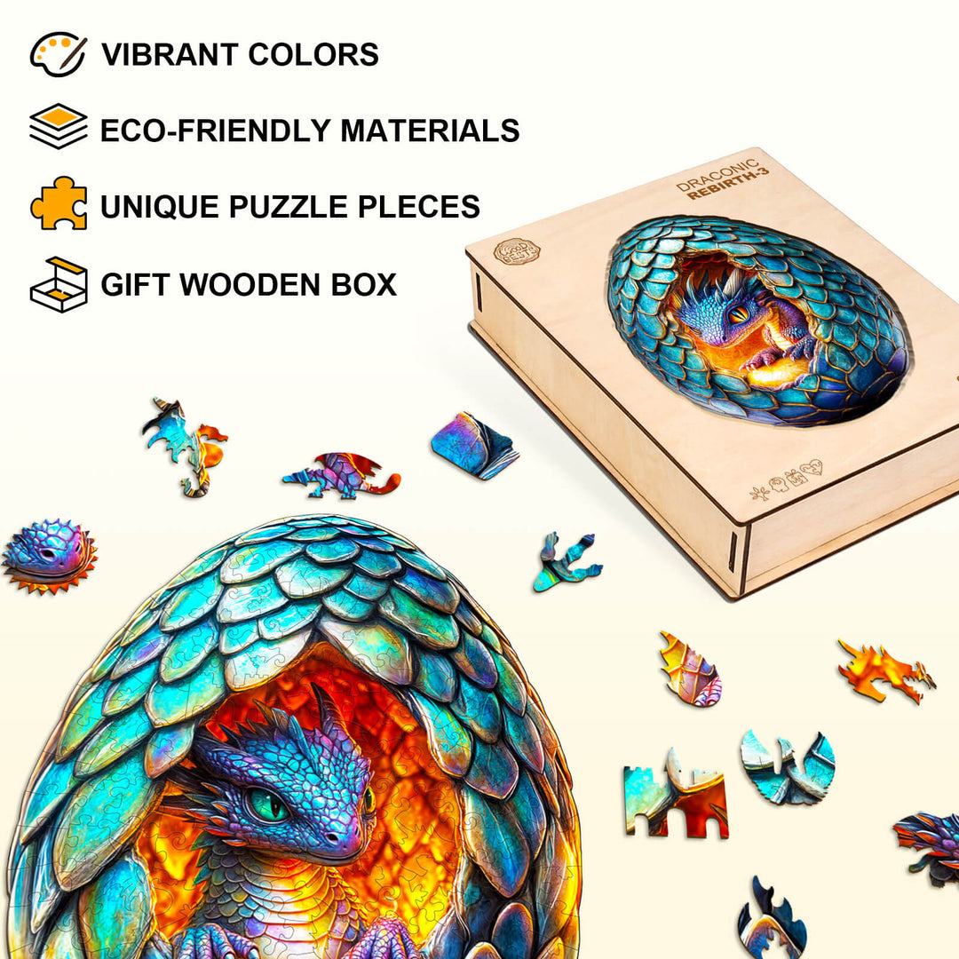 Draconic Rebirth-3  Wooden Jigsaw Puzzle