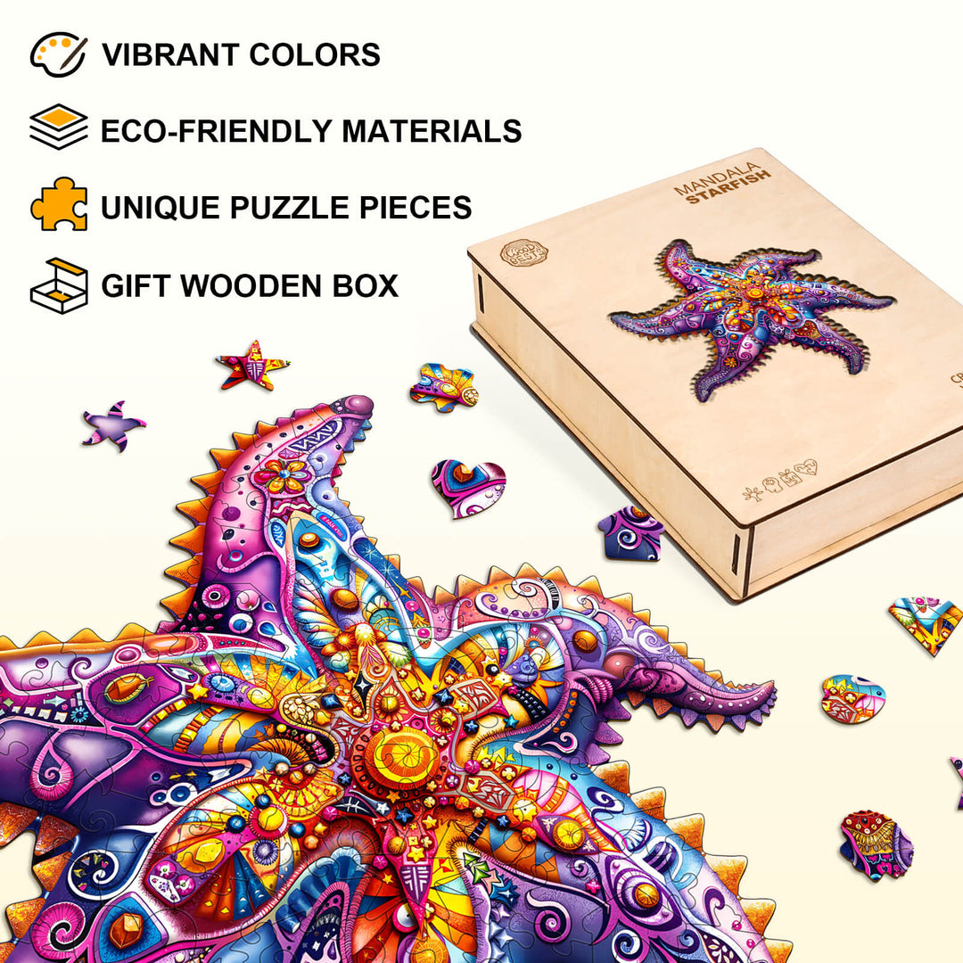 Mandala Starfish Wooden Jigsaw Puzzle