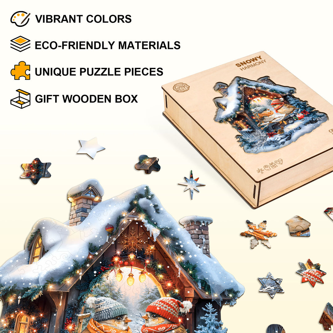 Snowy Harmony Wooden Jigsaw Puzzle