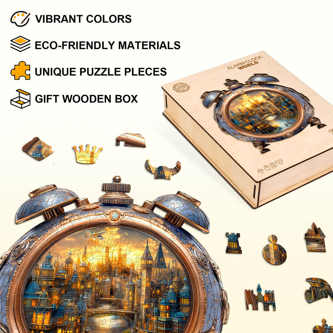 Alarm Clock World Wooden Jigsaw Puzzle