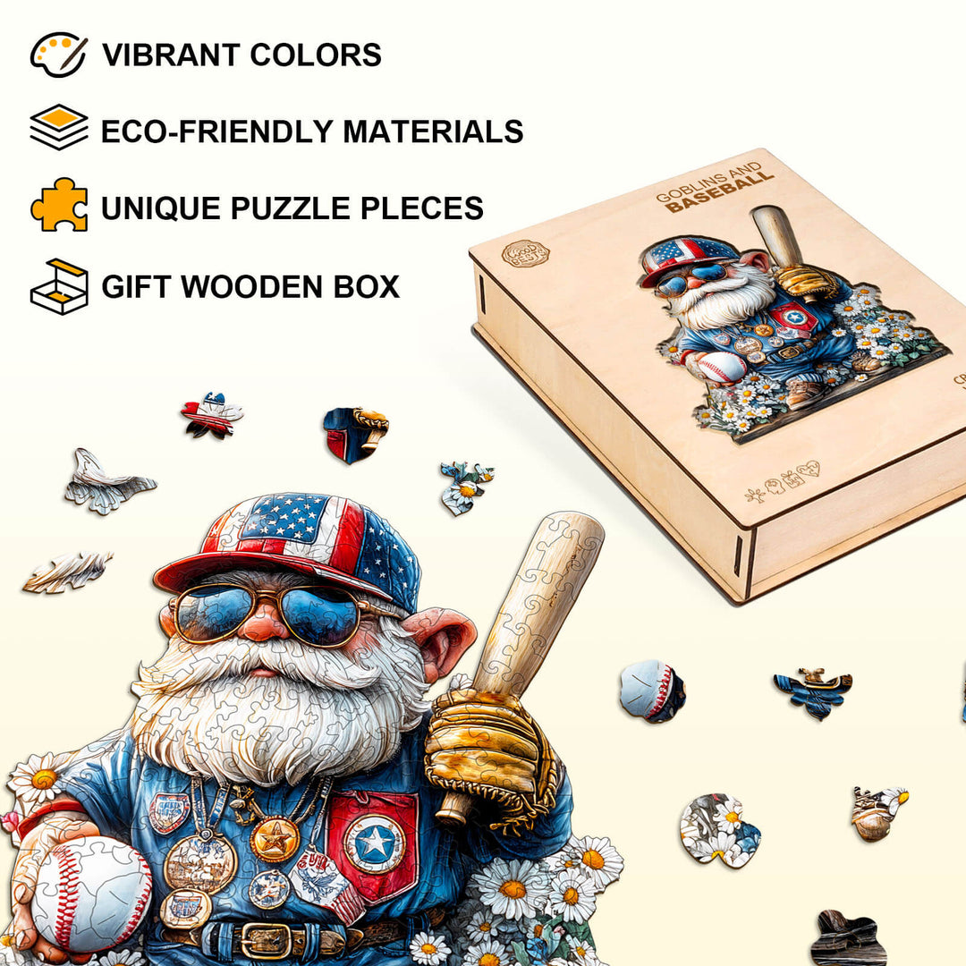 Goblin and Baseball Wooden Jigsaw Puzzle