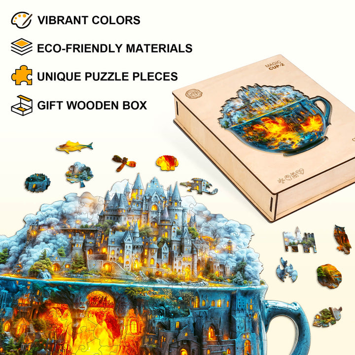 Magic cup-2 Wooden Jigsaw Puzzle