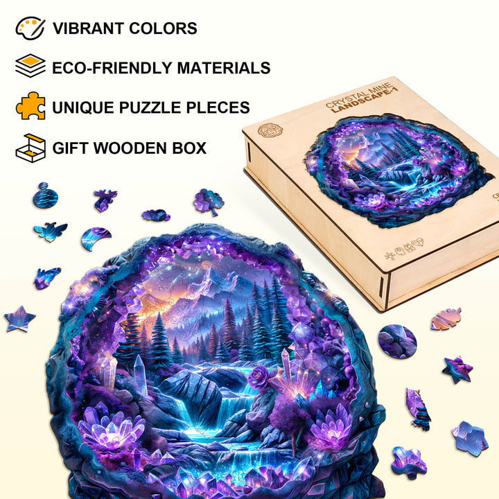 Crystal mine landscape-1 Wooden Jigsaw Puzzle