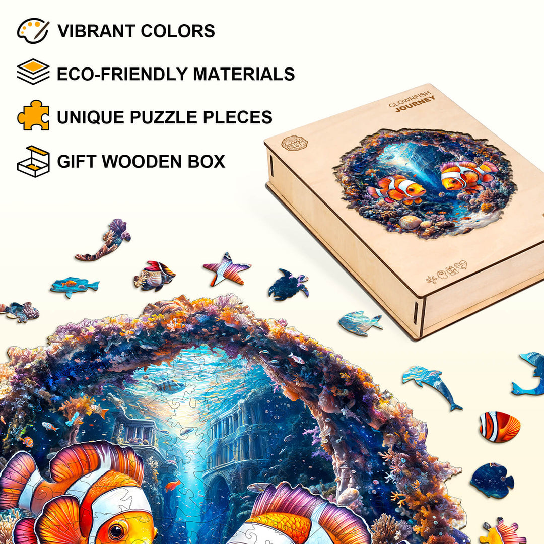 Clownfish Journey Wooden Jigsaw Puzzle