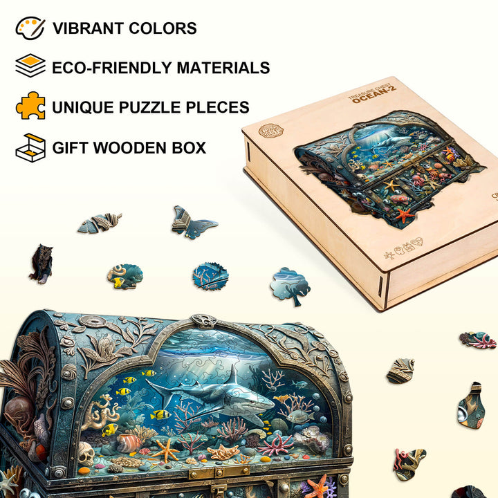 3D Treasure Chest Ocean-2 Wooden Jigsaw Puzzle