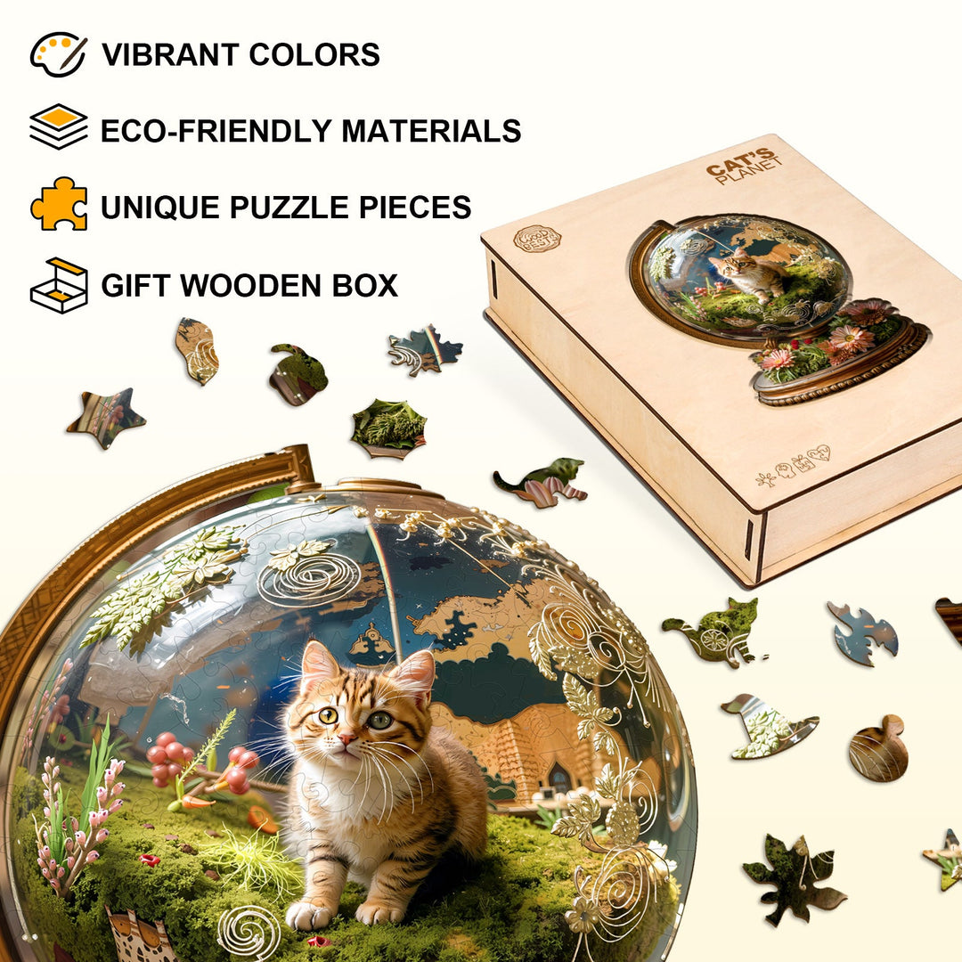 Cat's Planet Wooden Jigsaw Puzzle