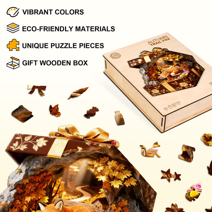 Autumn Trail Fox Wooden Jigsaw Puzzle