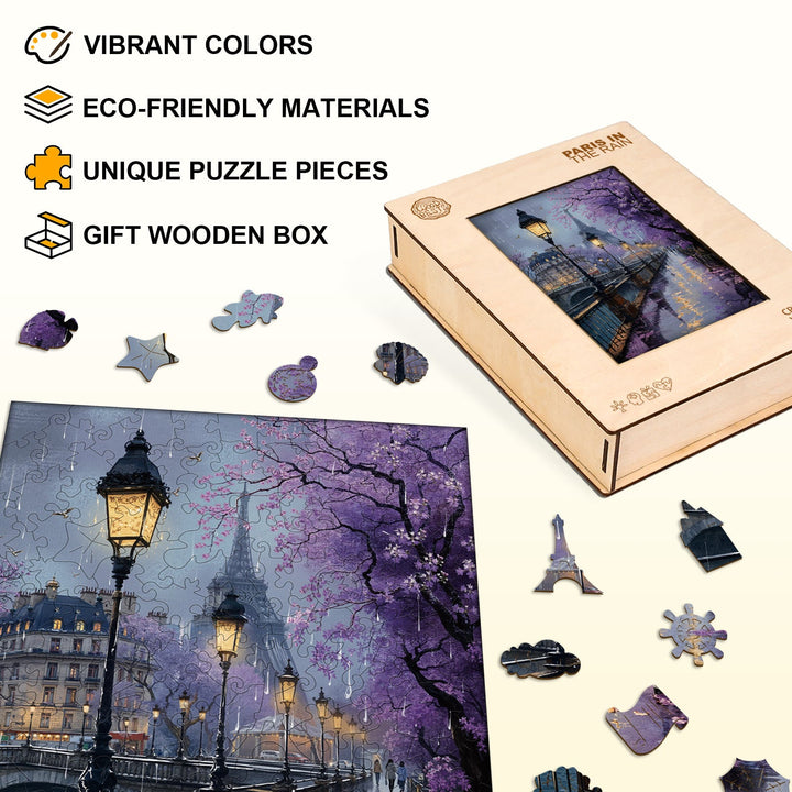 Paris In The Rain Wooden Jigsaw Puzzle