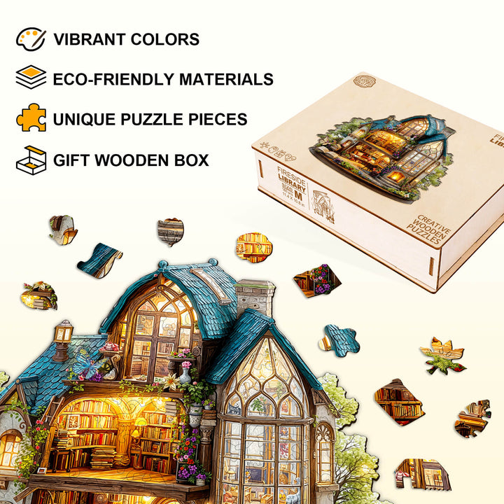Fireside Library Wooden Jigsaw Puzzle