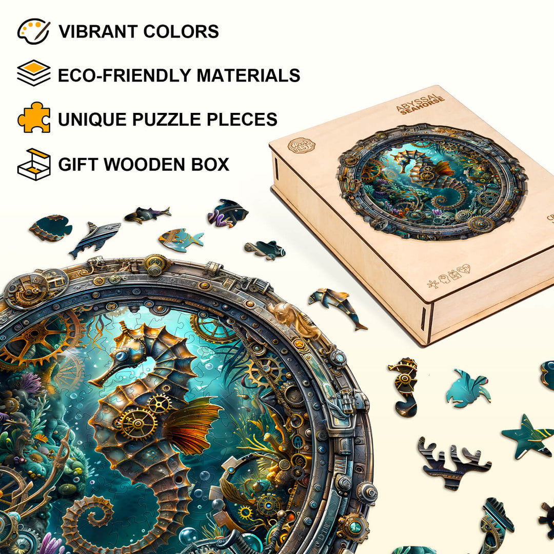 Abyssal seahorse Wooden Jigsaw Puzzle