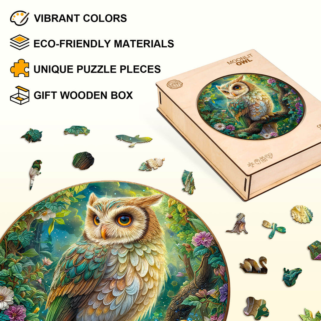 Moonlit Owl Wooden Jigsaw Puzzle