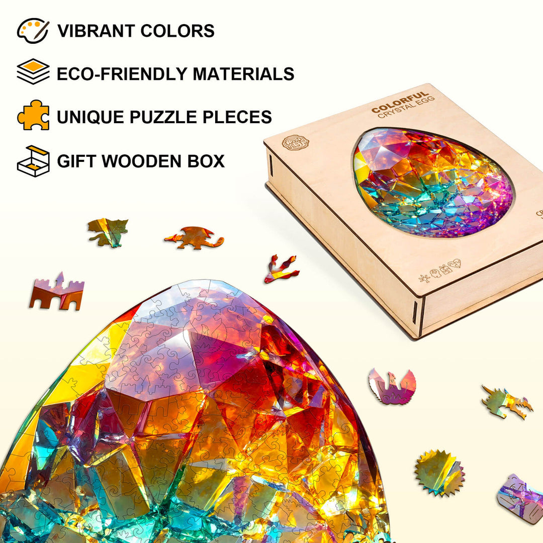 Colorful crystal egg Wooden Jigsaw Puzzle