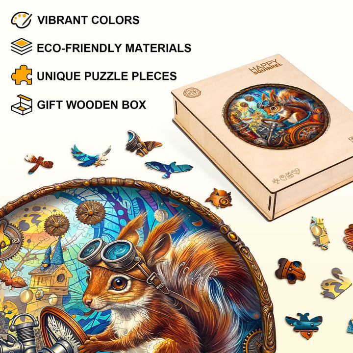 Happy squirrel Wooden Jigsaw Puzzle