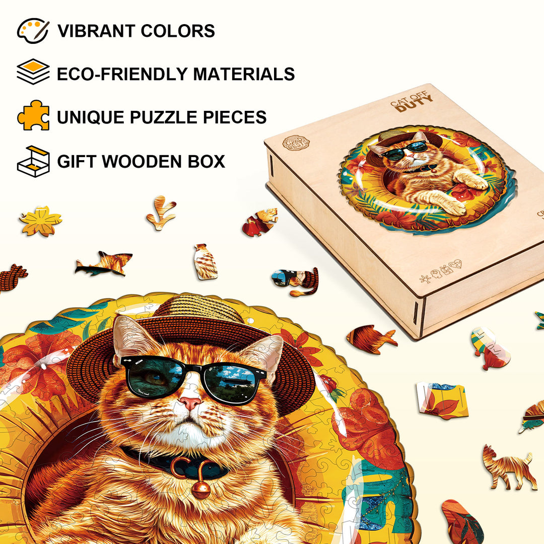 The Cat Off Duty Wooden Jigsaw Puzzle