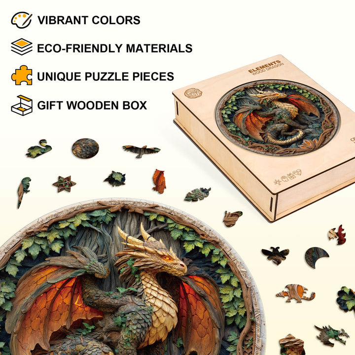 Elements Wood Dragon Wooden Jigsaw Puzzle