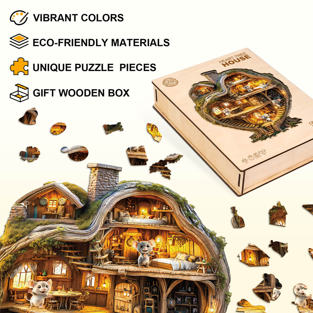 Heart Tree House Wooden Jigsaw Puzzle