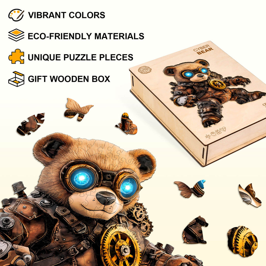 Cyber bear Wooden Jigsaw Puzzle
