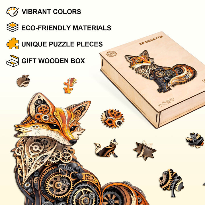 3D Gear fox Wooden Jigsaw Puzzle