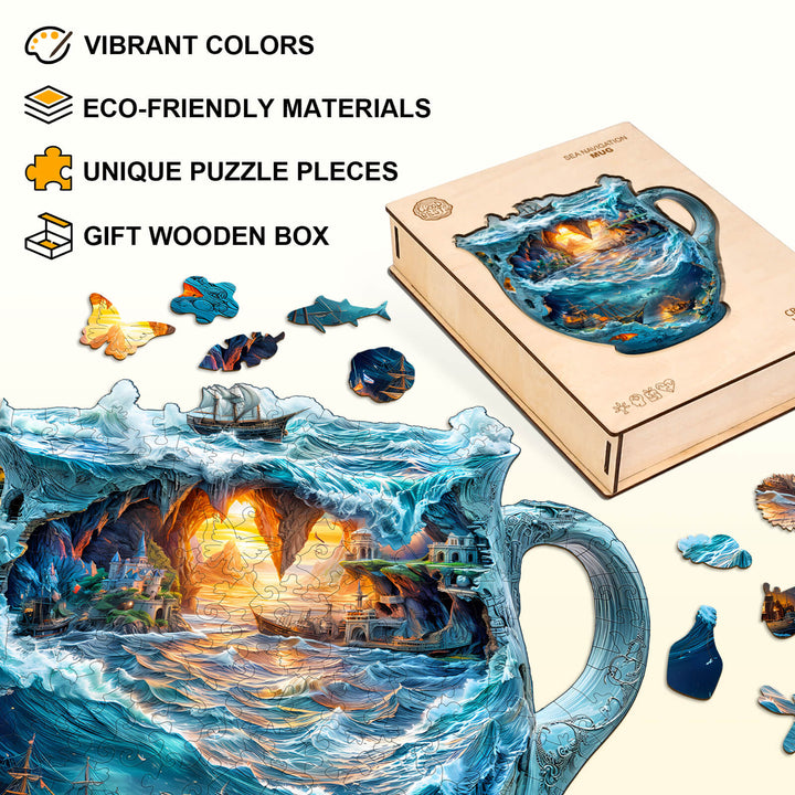 Sea navigation mug Wooden Jigsaw Puzzle