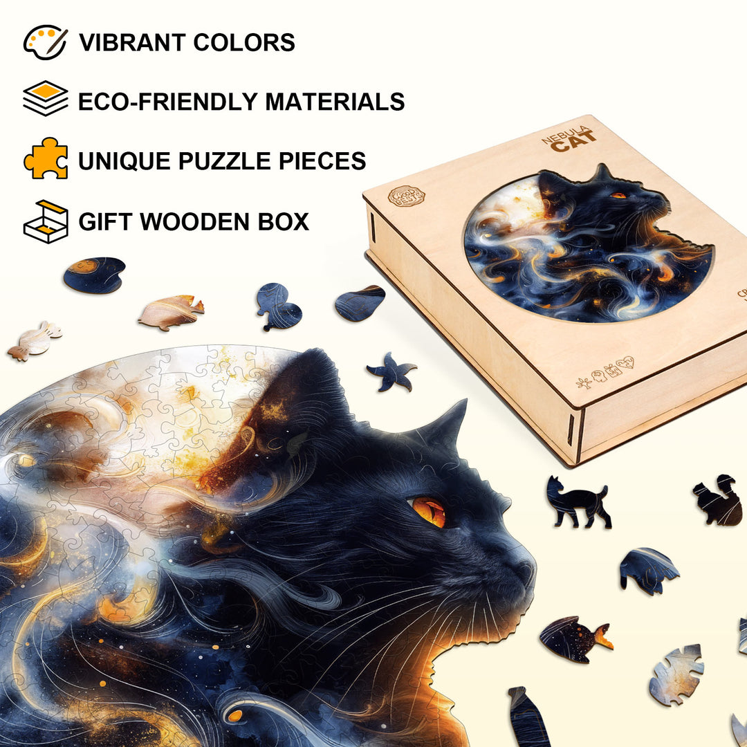 Nebula Cat Wooden Jigsaw Puzzle