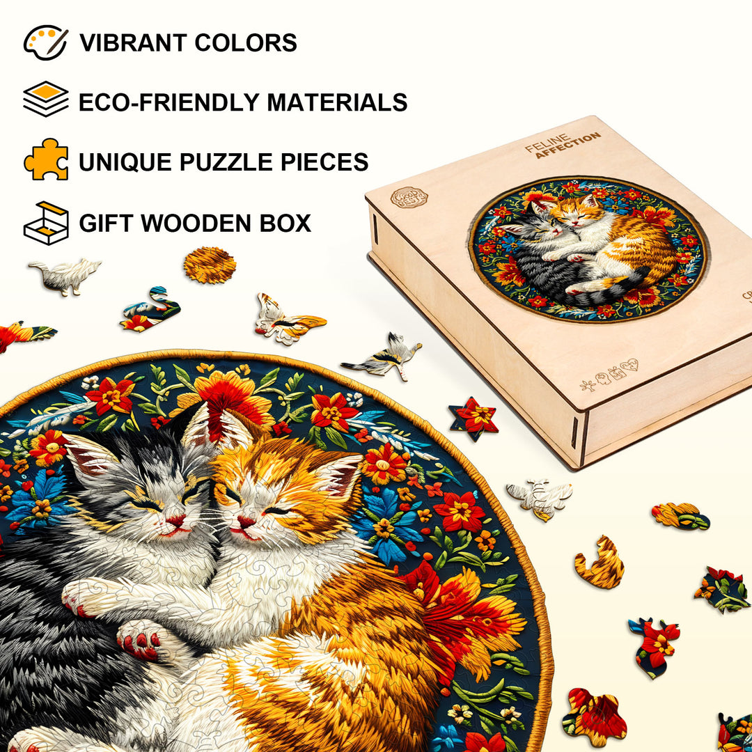Feline Affection Wooden Jigsaw Puzzle