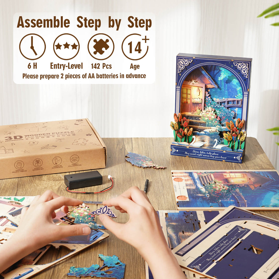 Nocturne at Starlake – DIY Wooden Painting, 3D Puzzle Craft Kit