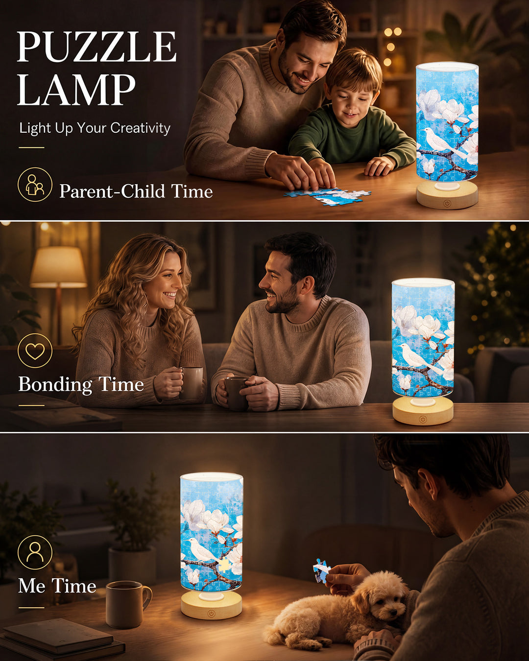DIY Dimmable Acrylic Cylindrical Puzzle Lamp - Whispers of Magnolia Spring