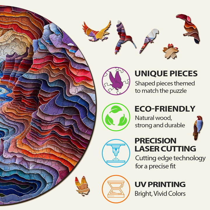 3D Colorful Canyon Wooden Jigsaw Puzzle - Woodbests