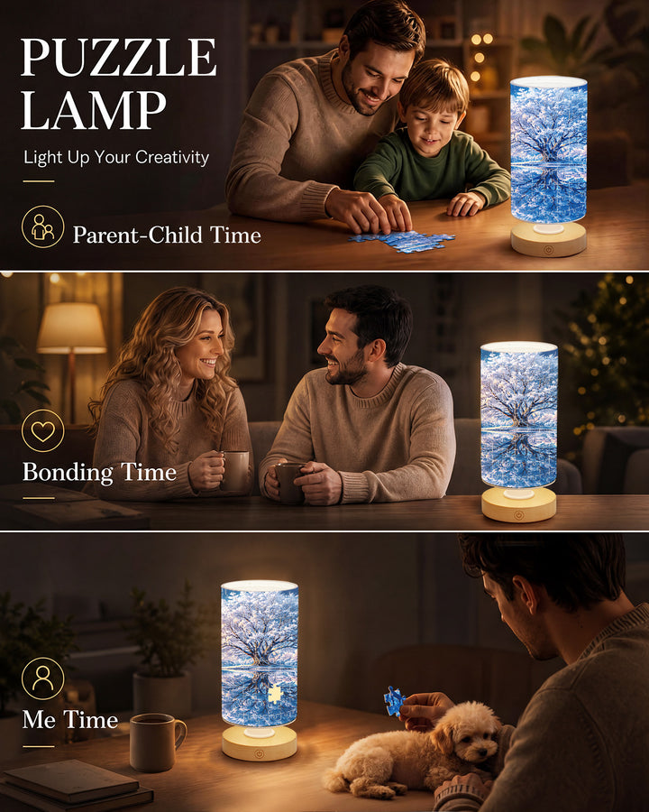 DIY Dimmable Acrylic Cylindrical Puzzle Lamp - Winter Wonderland