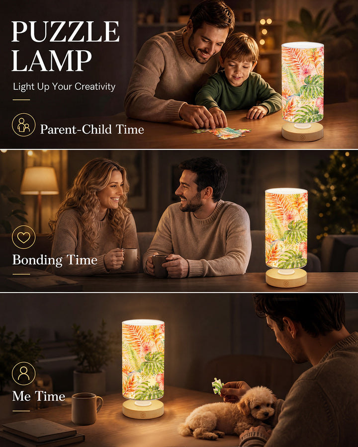 DIY Dimmable Acrylic Cylindrical Puzzle Lamp - Colorful Leaves