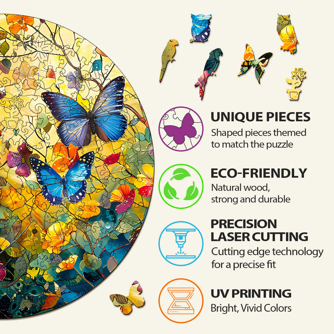 Butterflies and Flowers Wooden Jigsaw Puzzle - By Woodbests