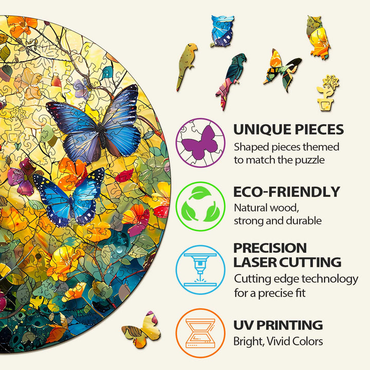 Butterflies and Flowers Wooden Jigsaw Puzzle - By Woodbests