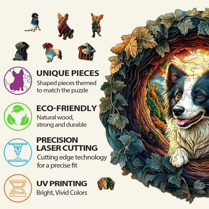 3D Border Collie Wooden Jigsaw Puzzle - By Woodbests