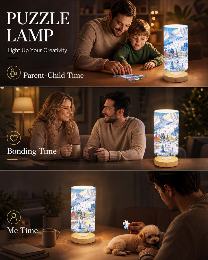 DIY Dimmable Acrylic Cylindrical Puzzle Lamp - Snow Town