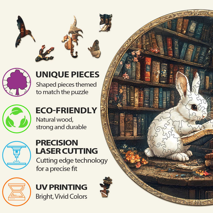Magic Library Rabbit Wooden Jigsaw Puzzle - By Woodbests