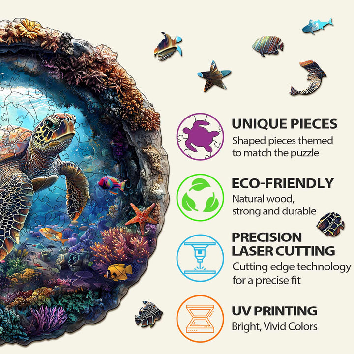 3D Turtle Wooden Jigsaw Puzzle - By Woodbests