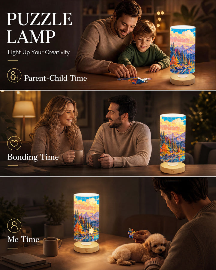 DIY Dimmable Acrylic Cylindrical Puzzle Lamp - Golden Mountain Valley