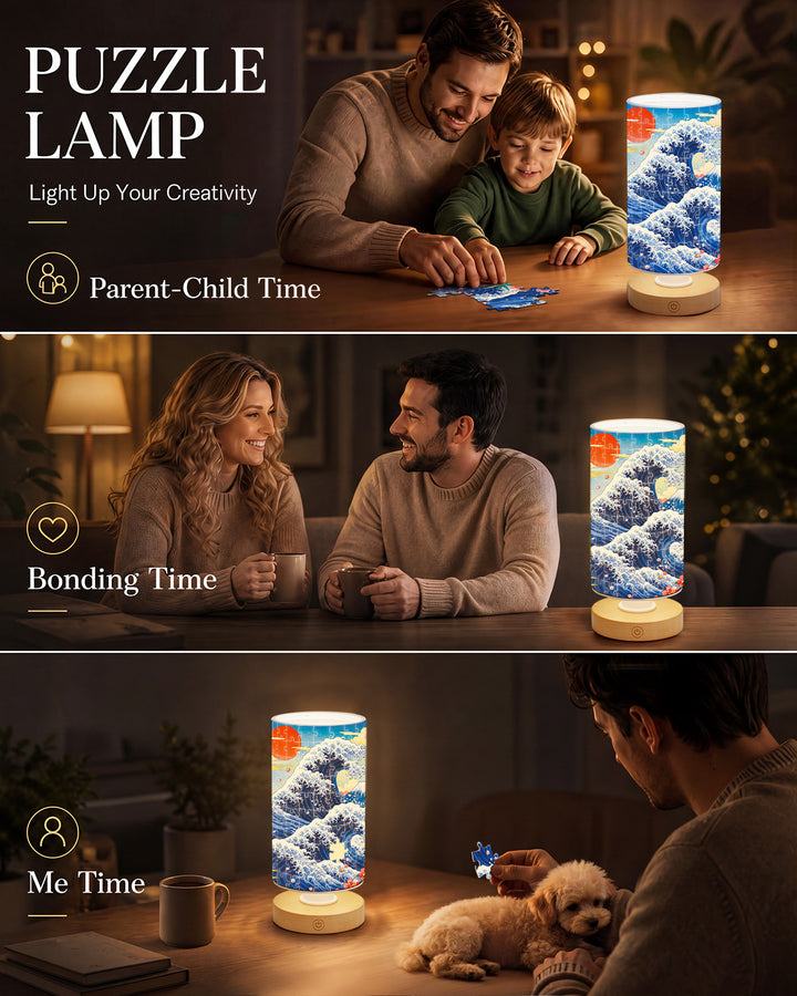 DIY Dimmable Acrylic Cylindrical Puzzle Lamp - Sunset Waves