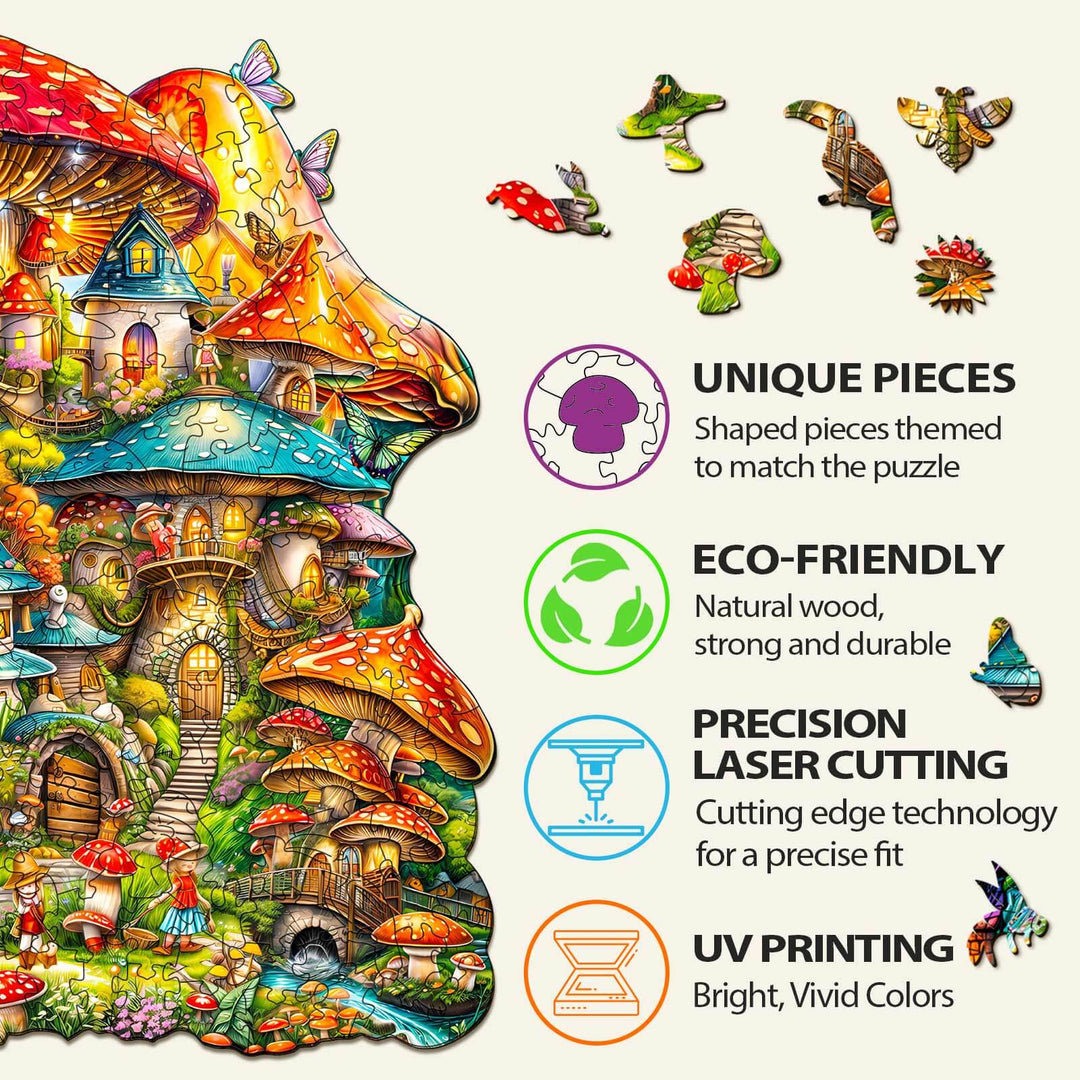 Mushroom House Wooden Jigsaw Puzzle - By Woodbests