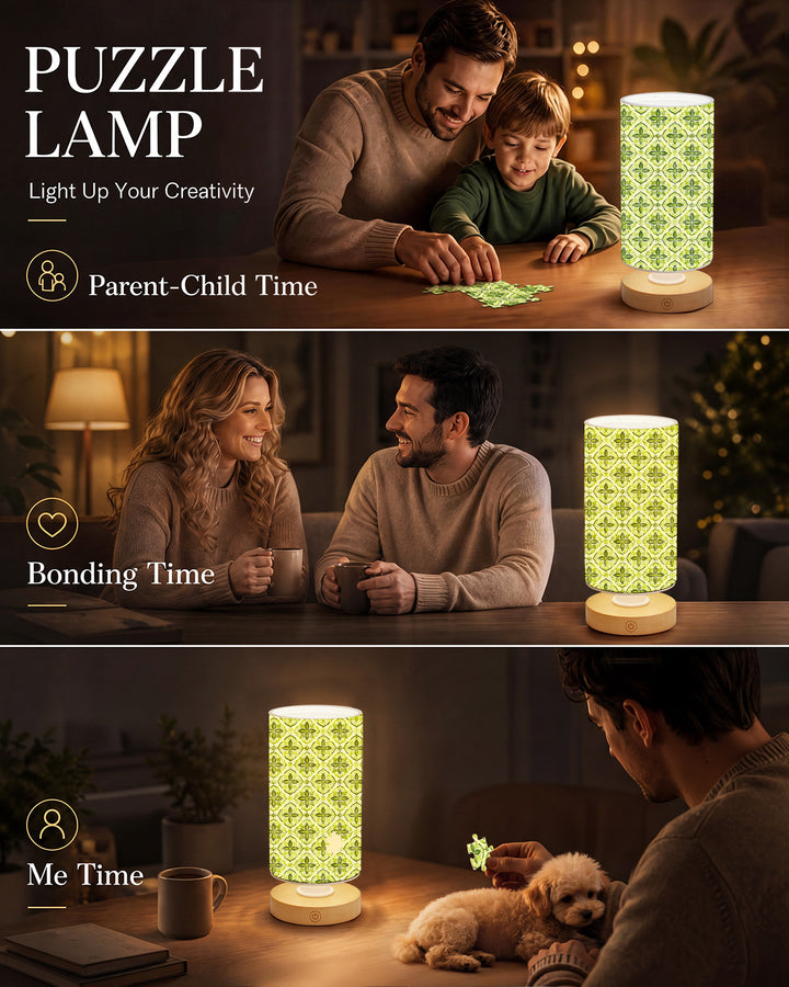 DIY Dimmable Acrylic Cylindrical Puzzle Lamp - Green Flowers