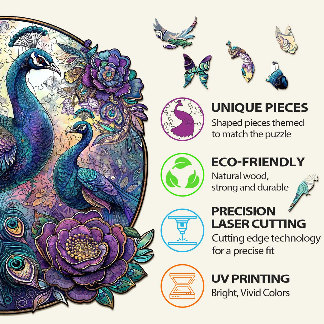 Parent Child Peacock Wooden Jigsaw Puzzle - By Woodbests