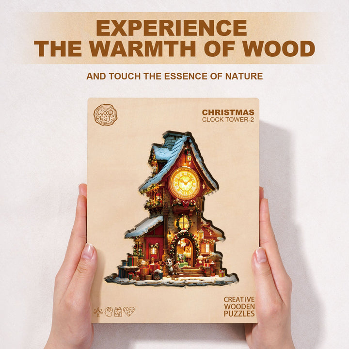 Christmas Clock Tower-2 Wooden Jigsaw Puzzle