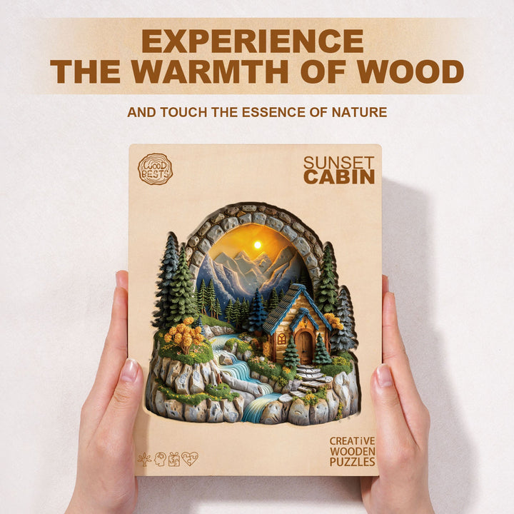 Sunset Cabin Wooden Jigsaw Puzzle